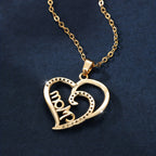 White Color Zircon MOM Hollow Double Heart Mother's Day Necklace Mother's Day Gift