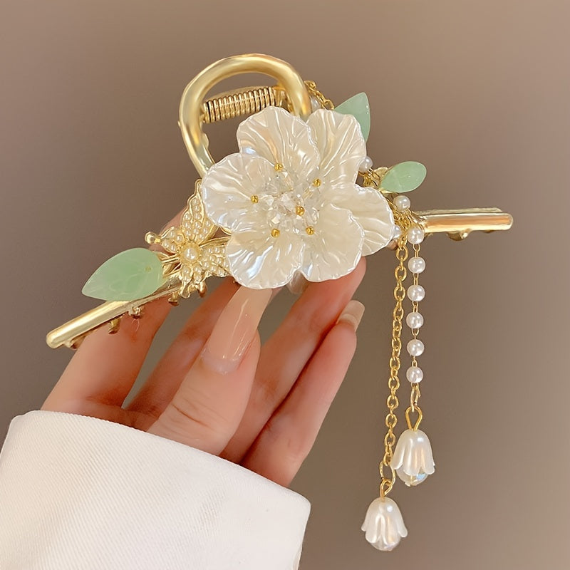 1pc Tassel Claw Clip Faux Pearl Flower Claw Clips Butterfly Jaw Clip Elegant Hair Styling Accessories Ponytail Holder Hair Clips Women Girls Hair Accessories