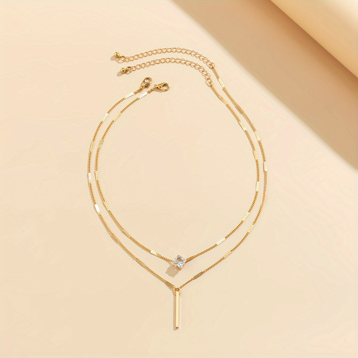 Gorgeous 2-Piece Love Triangle Water Drop Necklace with Zircon Inlay - Perfect for Any Occasion!
