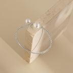 Gorgeous Open Cuff Bracelet with Faux Pearls & Sparkling Rhinestones - Adjustable Jewelry Gift