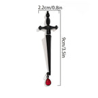 Gorgeous Long Sword Earring with a Dramatic Blood Drop Accent - 1pc