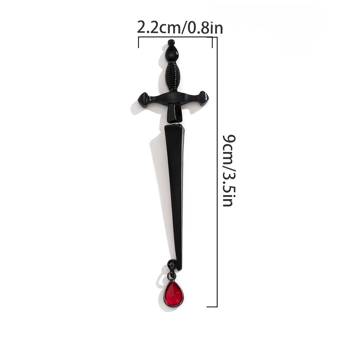 Gorgeous Long Sword Earring with a Dramatic Blood Drop Accent - 1pc