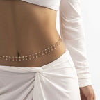 Gleaming Waist Chain with Rhinestone Tassel Pendant - Perfect for Summer Beach Days!
