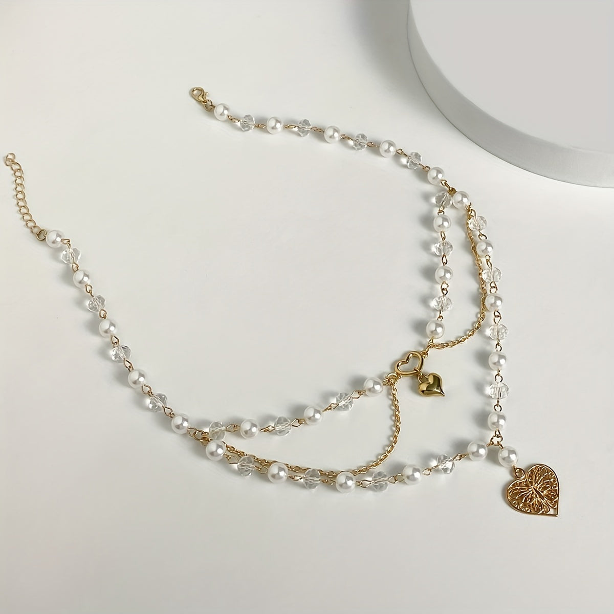 Vintage Style Multicolor Multilayer Tassel Faux Pearl Crystal Hollow Love Charm Butterfly Pendant Necklace For Girls