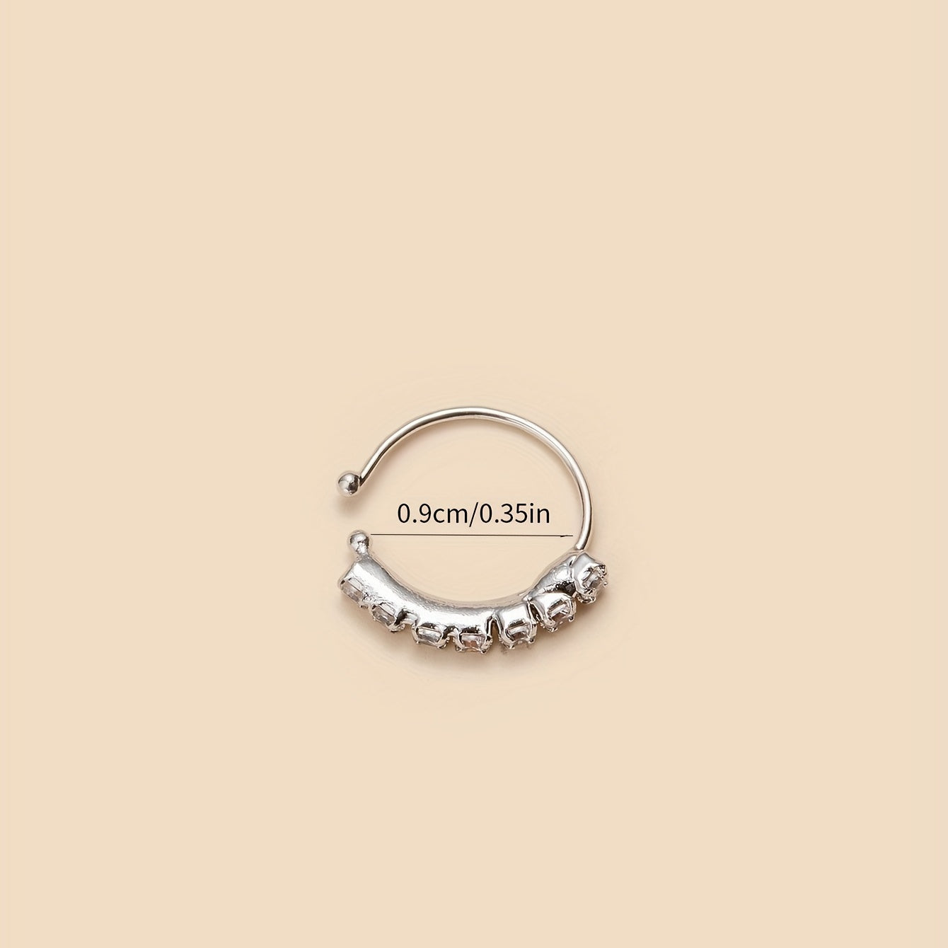 Simple Hoop Nose Ring Inlaid White Zircon Elegant Women's Body Piercing Jewelry