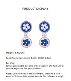 LB Hand Crochet "Piece Flower" Earrings Long Ear Clip LOJL101