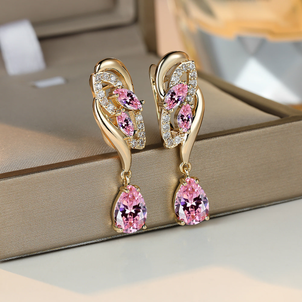 Romantic Crystal Dangle Earrings Water Cut Zircon Women Birthstone Party Earrings Jewelry Gifts