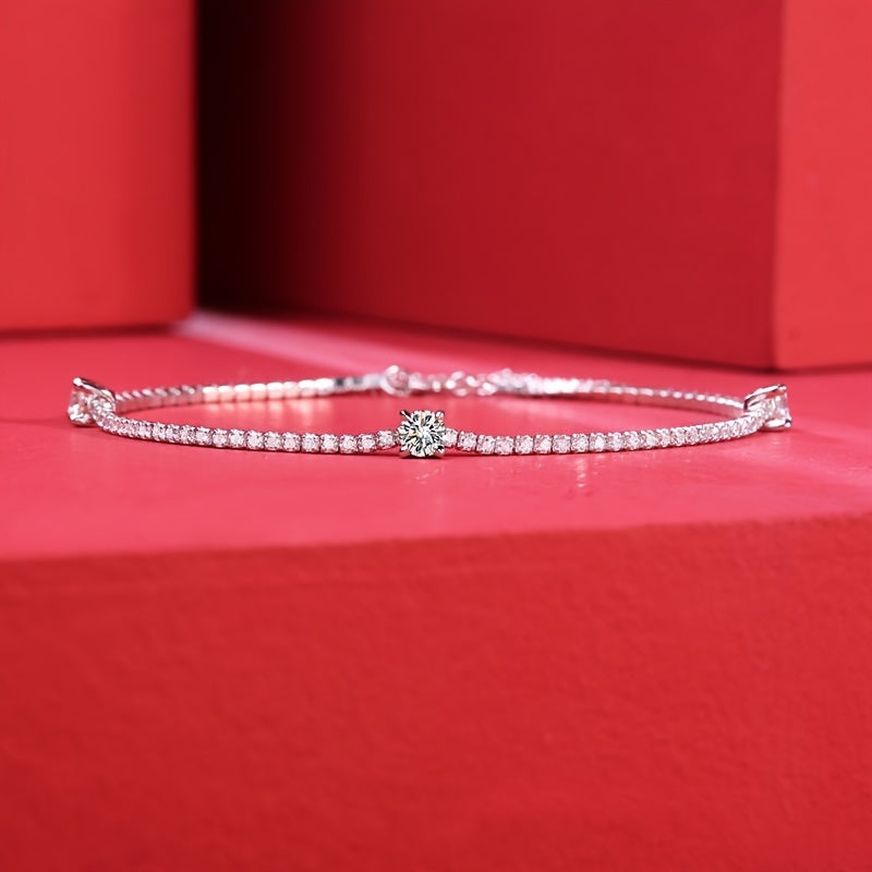 Moissanite Chain Bracelet Adjustable 925 Silver Hand Chain Jewelry Decor