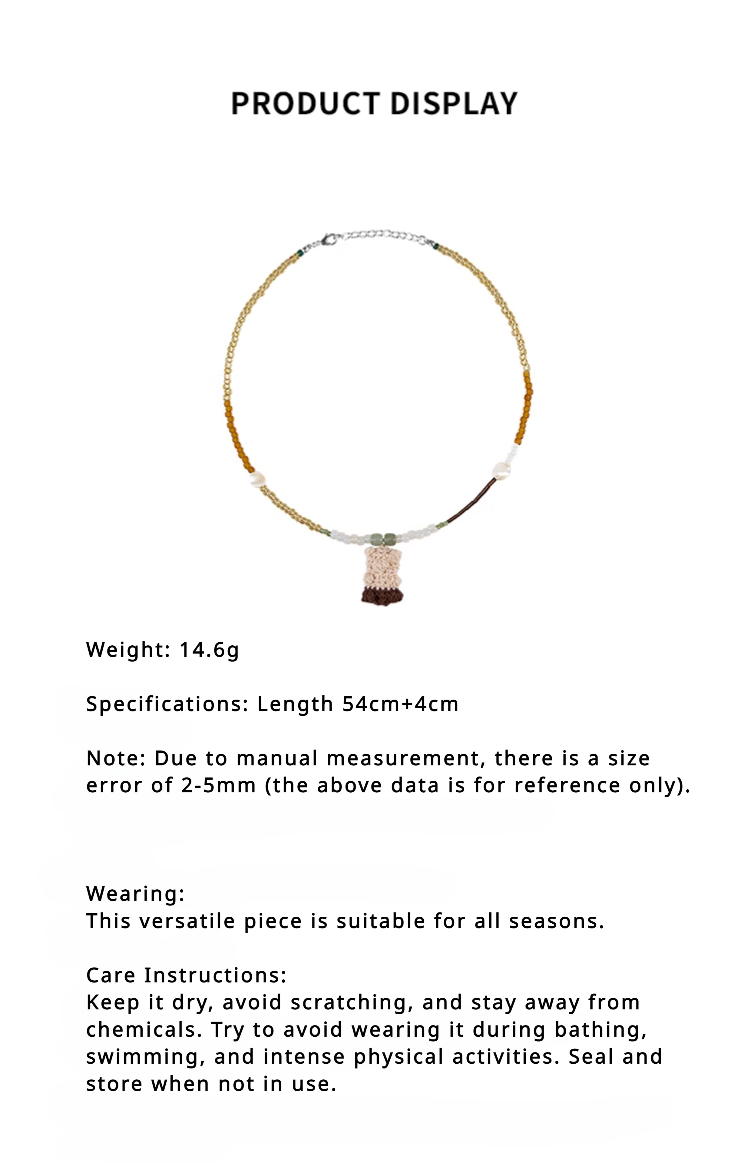 LB 'Bear' Necklace Fun Beaded Pendant Clavicle Sweater Chain LOJL53 CUSTOMIZE