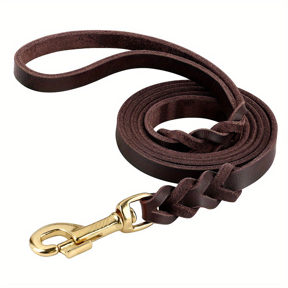 5ft Durable Dog Lead Rope Outdoor Walking Leather Dog Leash Adjustable Braided Leather Pet Leash For Medium And Large Dogs