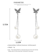 FN Butterfly Stud Piercing Long Earrings Ear Clip LOJS16