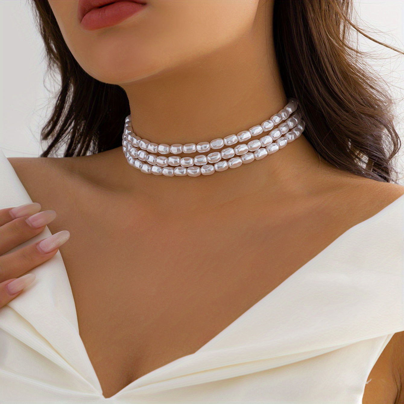 Ladies Pearl Gem Water Drop Pendant Fashion Beaded Necklace