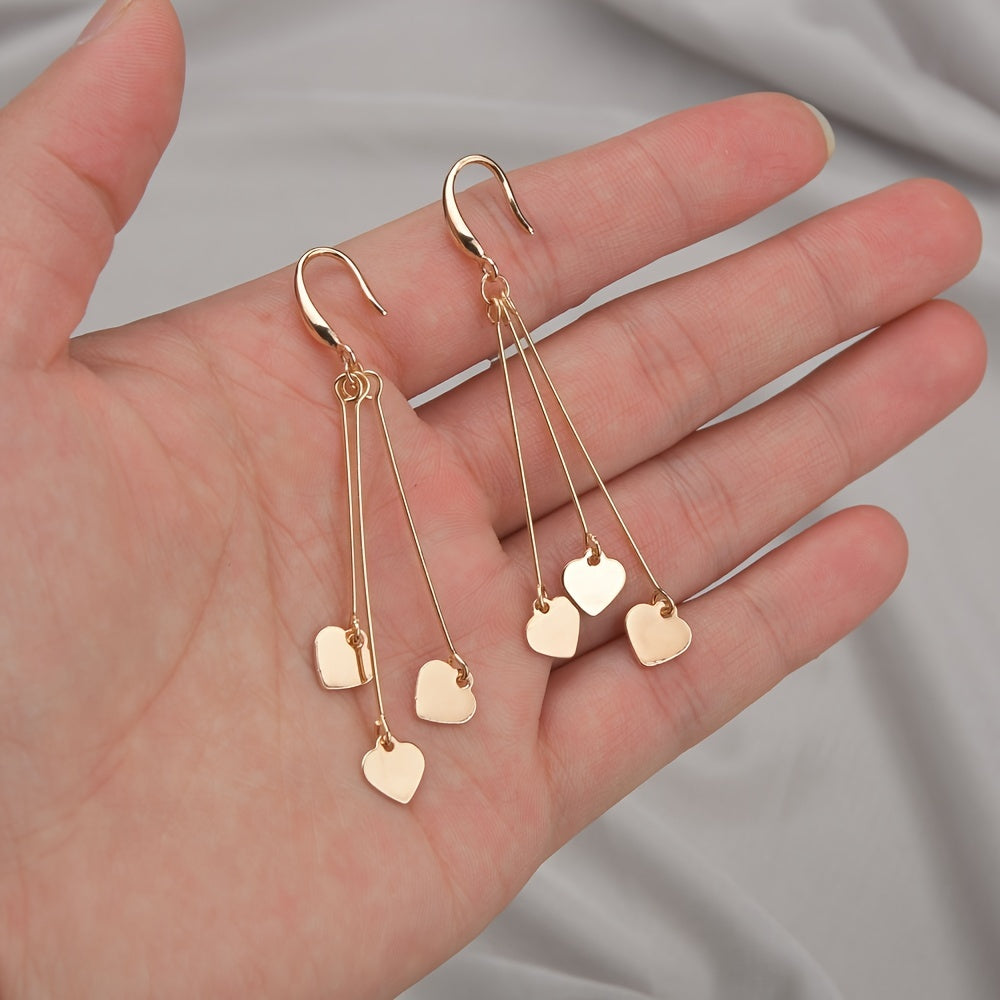Express Your Love with Romantic Heart Dangle Earrings - Perfect Valentine's Day Gift for Her