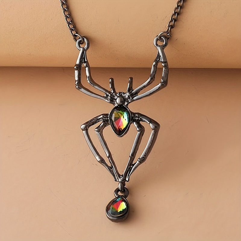 Gorgeous Crystal Spider Pendant Necklace - Perfect Gothic Unisex Jewelry for Men & Women - Birthday Gift for Evening Parties!