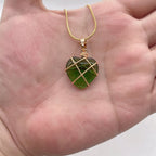 1pc Fashion Metal Wrapped Love Heart Crystal Stone Pendant Couple Necklace