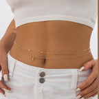 2pcs Thin Waist Chain Inlaid Shiny Zircon Simple Style Body Chain Jewelry