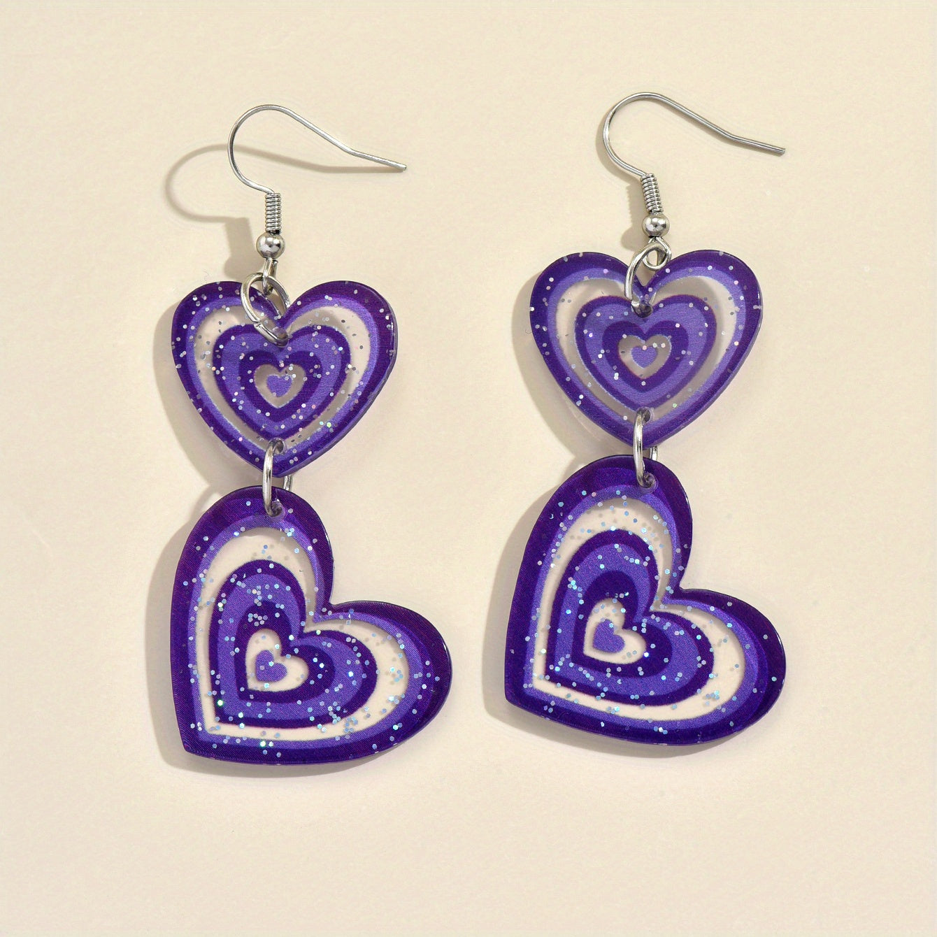 Add a Touch of Y2K Style to Your Look with Lovely Heart Shaped Drop Dangle Earrings - Available in Two Sparkling Colors!