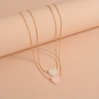 Acrylic Love Heart Pendant Double Layer Stacking Alloy Necklace For Women Girls