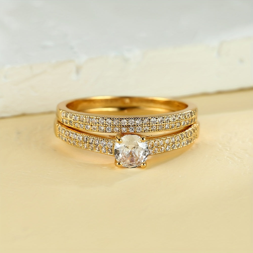 Elegant 18K Gold Plated White Zircon Finger Ring - Perfect for Jewelry Decoration