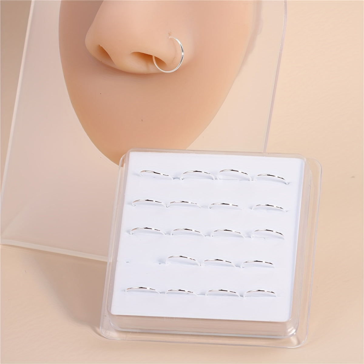 Upgrade Your Nose Game with 20pcs Shiny Zircon Hoops Nose Ring Set - Simple and Minimalist Nose Jewelry Decor