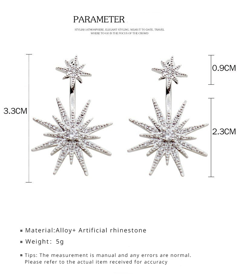 FN 925 Silver Needle Five-Pointed Star Earrings Ear Clips LOJS129