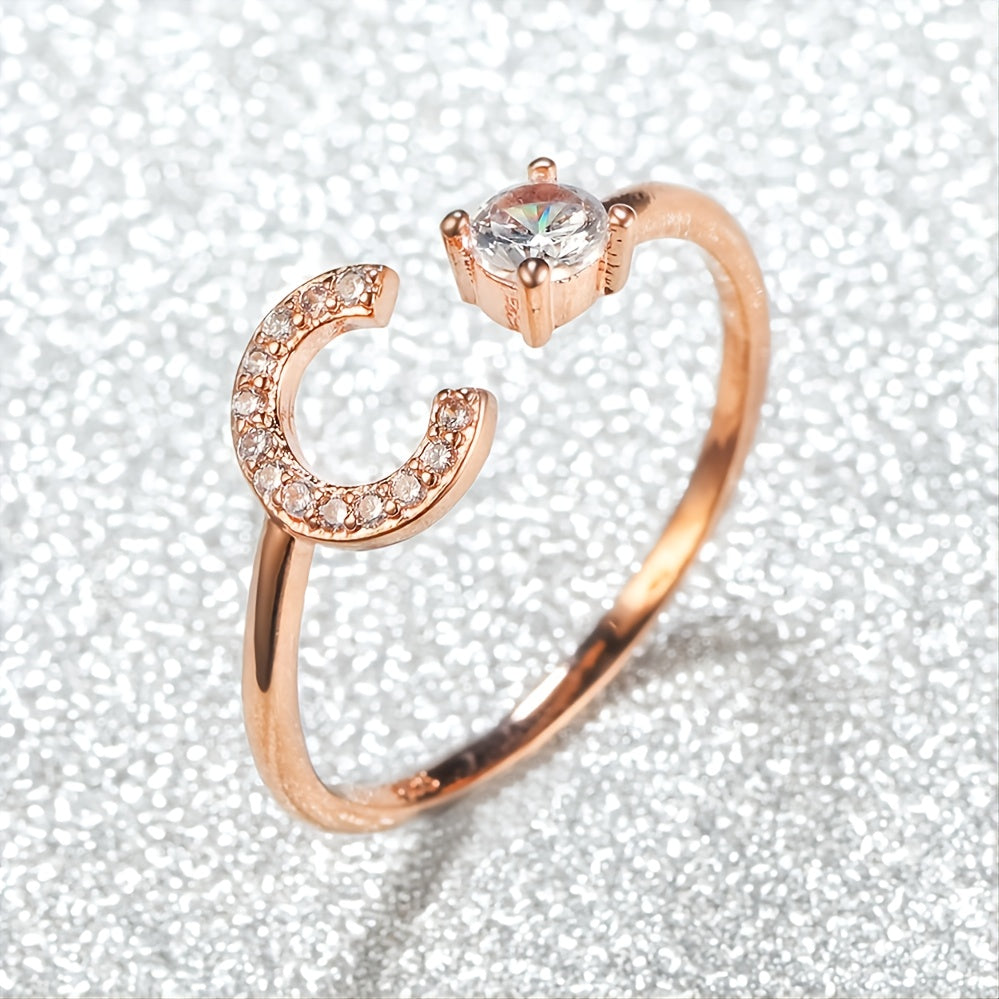 Rose Gold 26 Letter Initial Ring - Perfect for Weddings, Love, and Bridesmaid Gifts!