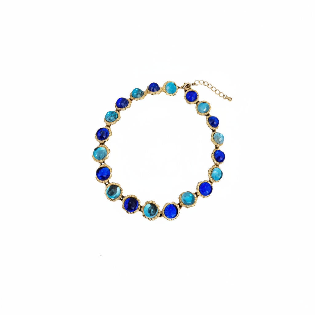 FN Colorful Neckchain Crystal Collar Chain Gem Necklace LOJS88