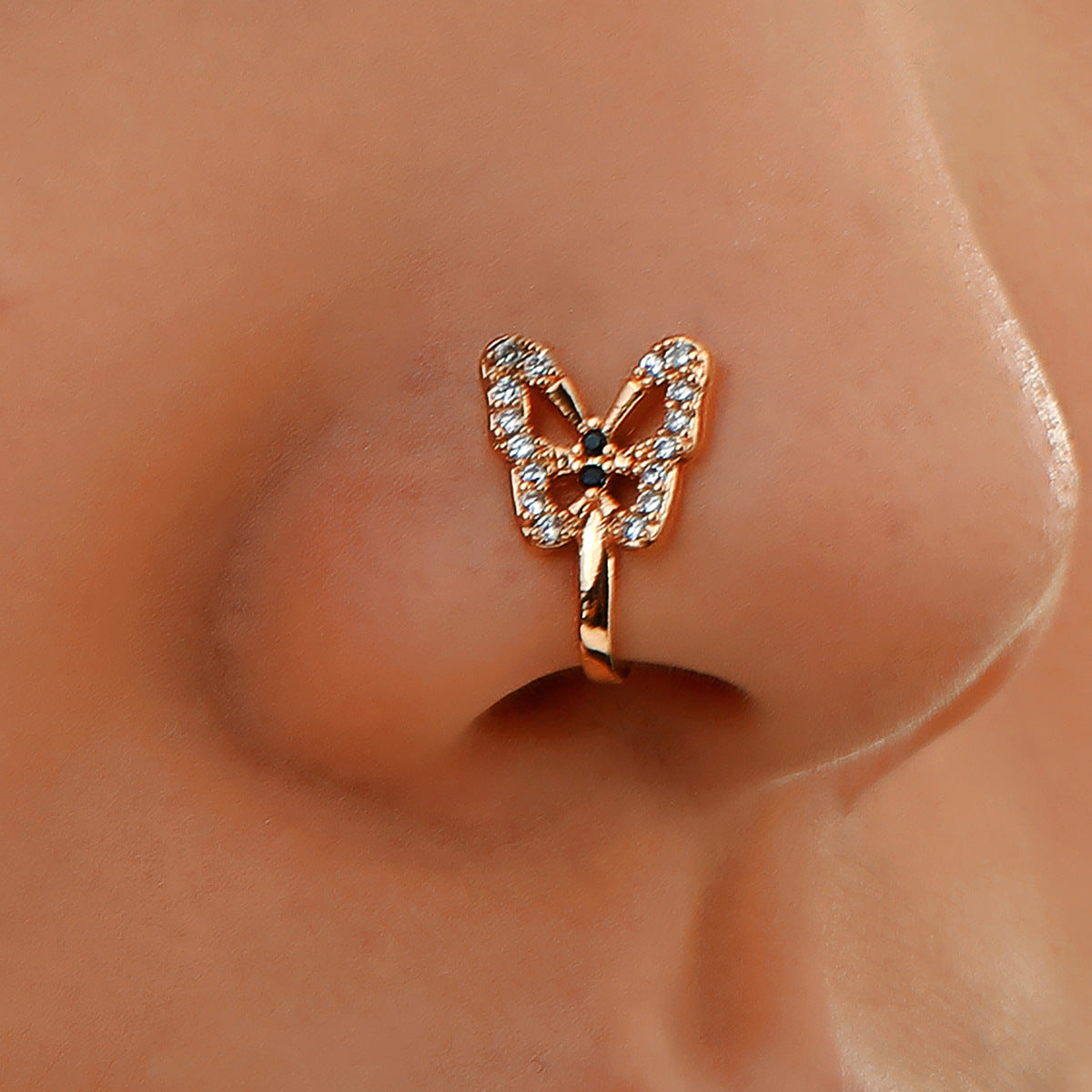 Add a Touch of Delicate Charm with our Butterfly U-shaped Fake Nose Ring for Women and Girls - Perfect for Everyday Wear!