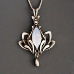 Gorgeous Silver Boho Flower Gemstone Pendant Necklace - Perfect for Gothic Parties and Jewelry Gifts!