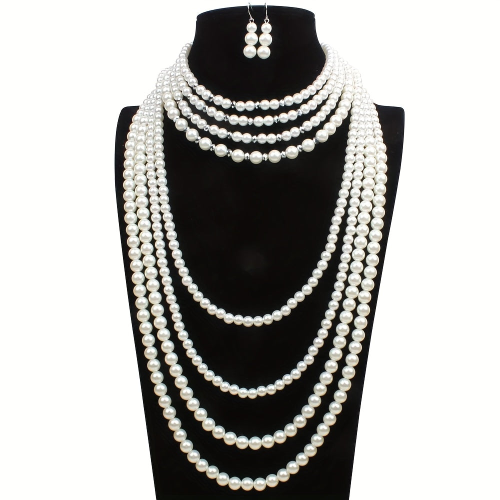 3pcs Earrings Plus Necklace Boho Style Jewelry Set Made Of Milky Stones Match Daily Outfits Dainty Party Accessories