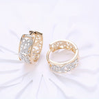Sterling 925 Silver Ear Jewelry Golden & Silvery Color Hollow Carved Hoop Earrings Luxury Court Style Banquet Ornaments