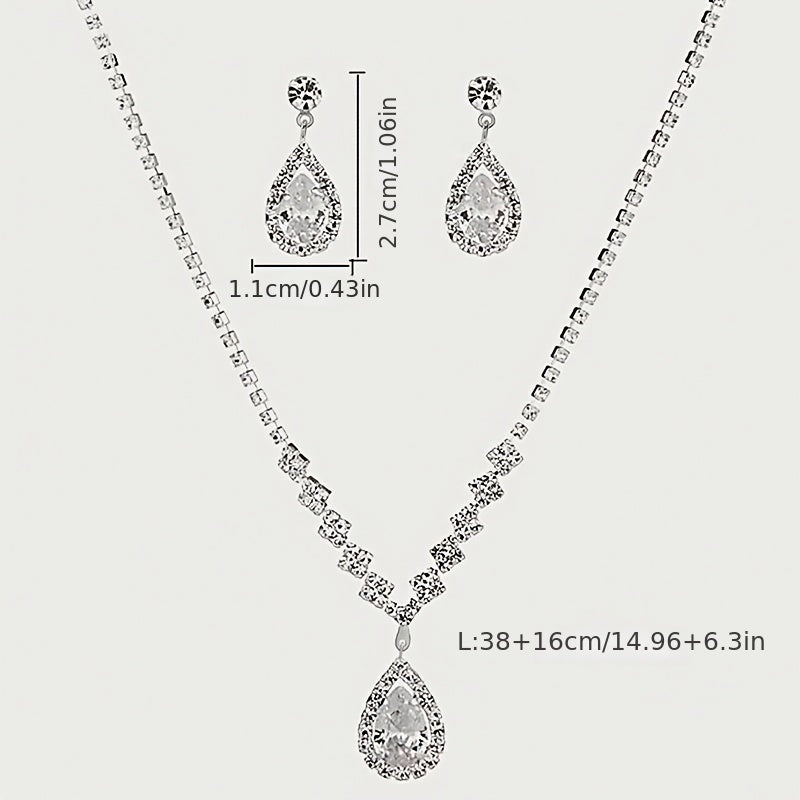 Luxury Rhinestone Water Drop Necklace Set - Fashionable and Eye-Catching Jewelry for Any Occasion