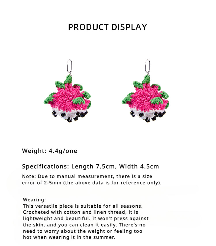 LB Hand Crochet Cute "Dragon Fruit" Earrings LOJL107