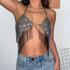 Nightclub Blingbling Chest Chain Sexy Exaggerated Hollow Heart Tassel Body Chain