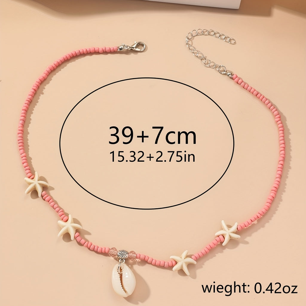 Add a touch of vintage beach style to your look with this stunning Shell Starfish Pendant Necklace for Women