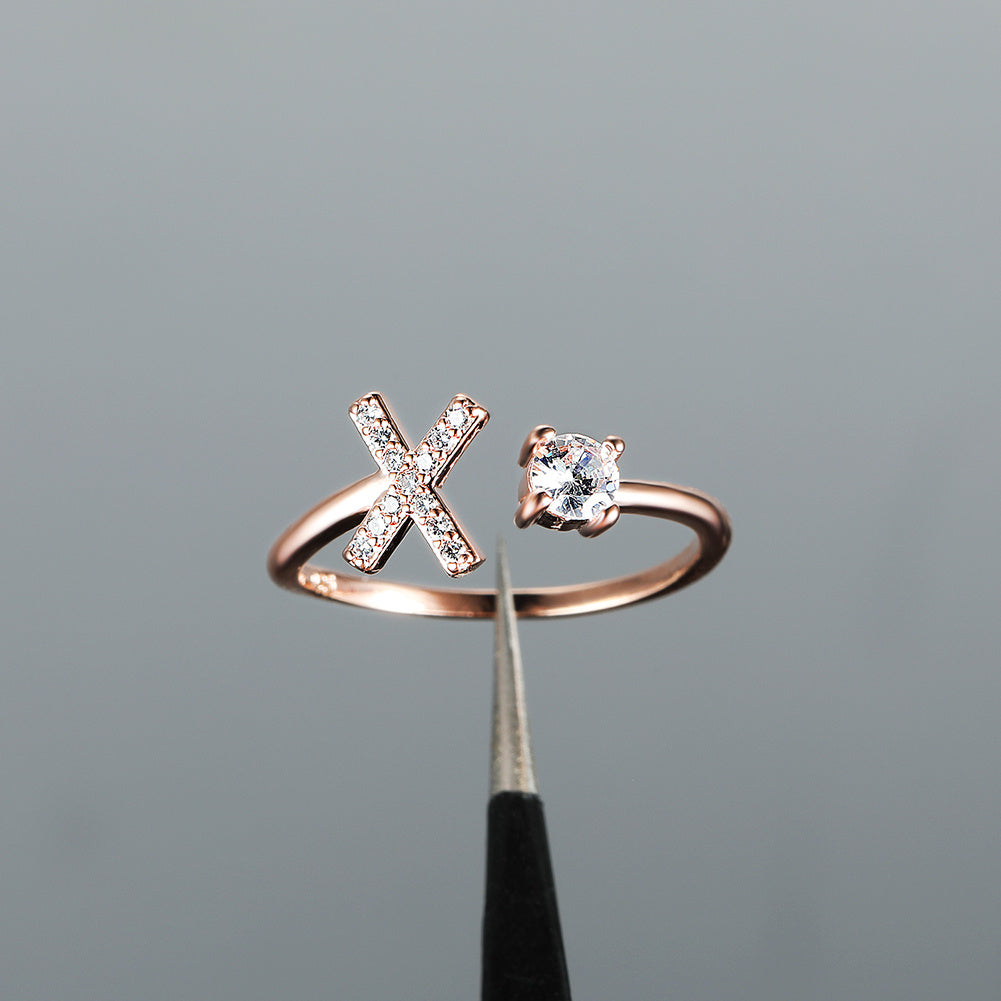 Rose Gold 26 Letter Initial Ring - Perfect for Weddings, Love, and Bridesmaid Gifts!