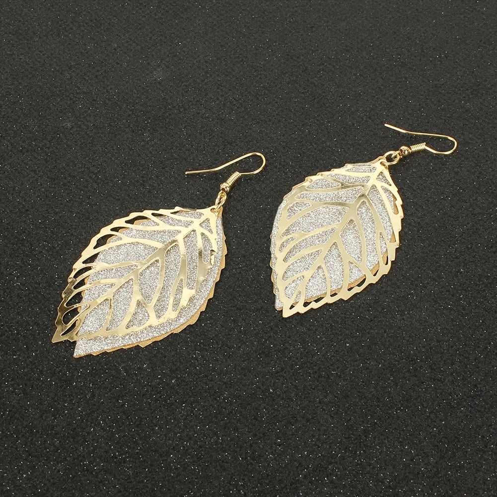 Vintage Big Leaf Dangle Earrings Creative Alloy Earrings For Women Party Holiday Decor 1Pair