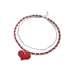 FN Multilayer Chain Love Collar Chain Earring Necklace LOJS48