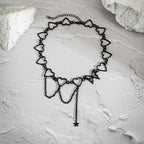 Punk Style Hollow Heart Choker Necklace With Star Shape Pendant Hollow Chain Tassel Adjustable Neck Jewelry Decoration For Women & Girls Party Clothings Accessories