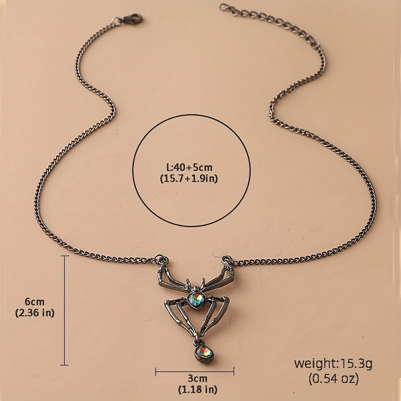 Gorgeous Crystal Spider Pendant Necklace - Perfect Gothic Unisex Jewelry for Men & Women - Birthday Gift for Evening Parties!