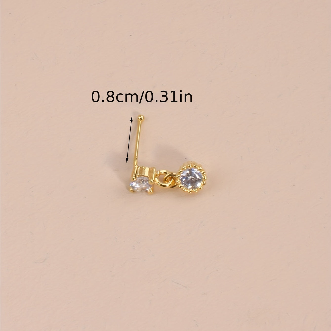 Add a Unique Touch to Your Look with our Dangle Nose Ring Inlaid with Round Cut Shiny Zircon - Perfect for Body Piercing Jewelry!