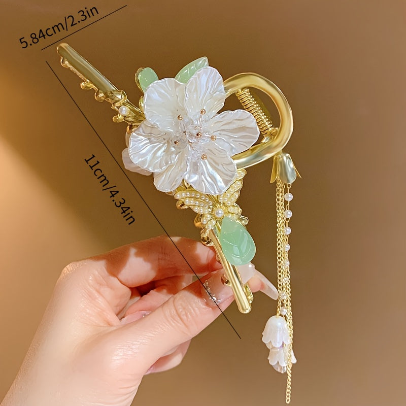 1pc Tassel Claw Clip Faux Pearl Flower Claw Clips Butterfly Jaw Clip Elegant Hair Styling Accessories Ponytail Holder Hair Clips Women Girls Hair Accessories
