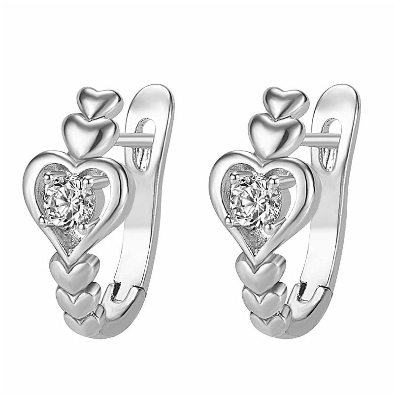 Gorgeous White Zircon Love Heart Hoop Earrings - Perfect for a Special Occasion!