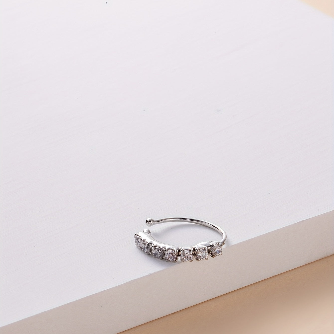 Simple Hoop Nose Ring Inlaid White Zircon Elegant Women's Body Piercing Jewelry