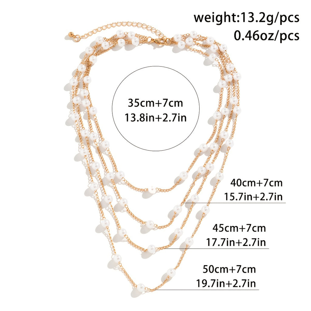 Gorgeous Faux Pearl Multi-Layer Necklace: A Delicate Design Perfect for Any Occasion - A Perfect Gift for Women & Girls!