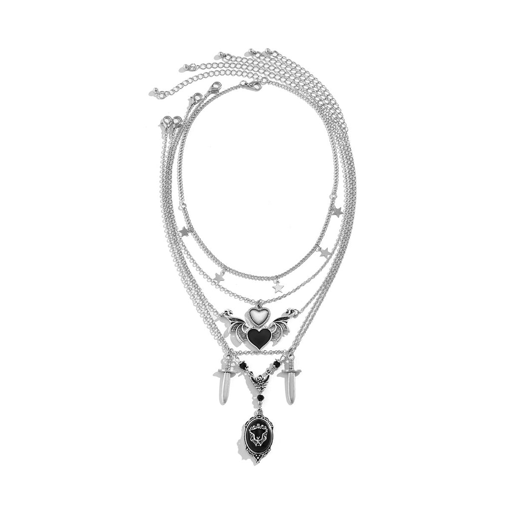 5-Piece Vintage Arrow Heart Pendant Set - Perfect Gift for Women, Mom, Wife, and Girls!