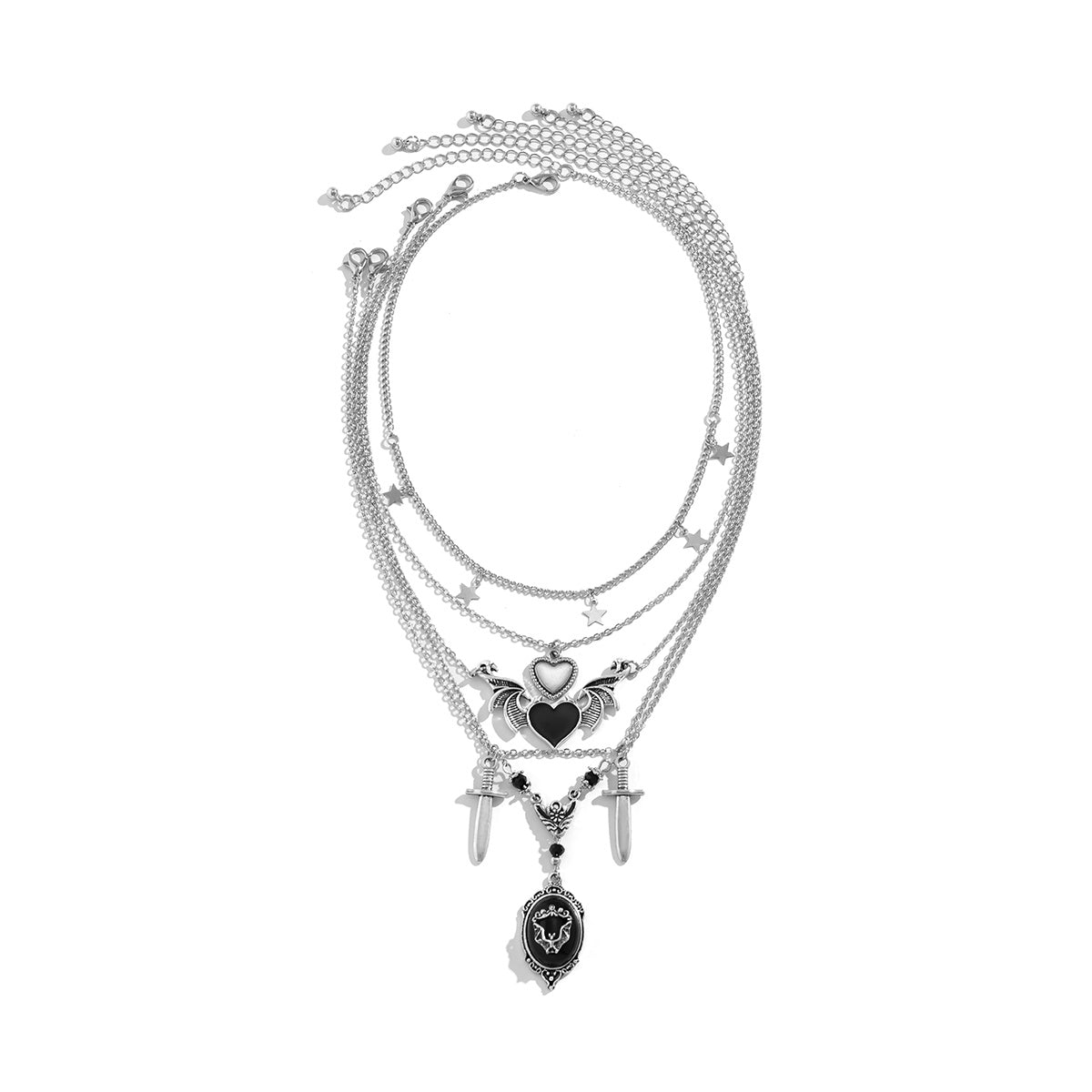 5-Piece Vintage Arrow Heart Pendant Set - Perfect Gift for Women, Mom, Wife, and Girls!