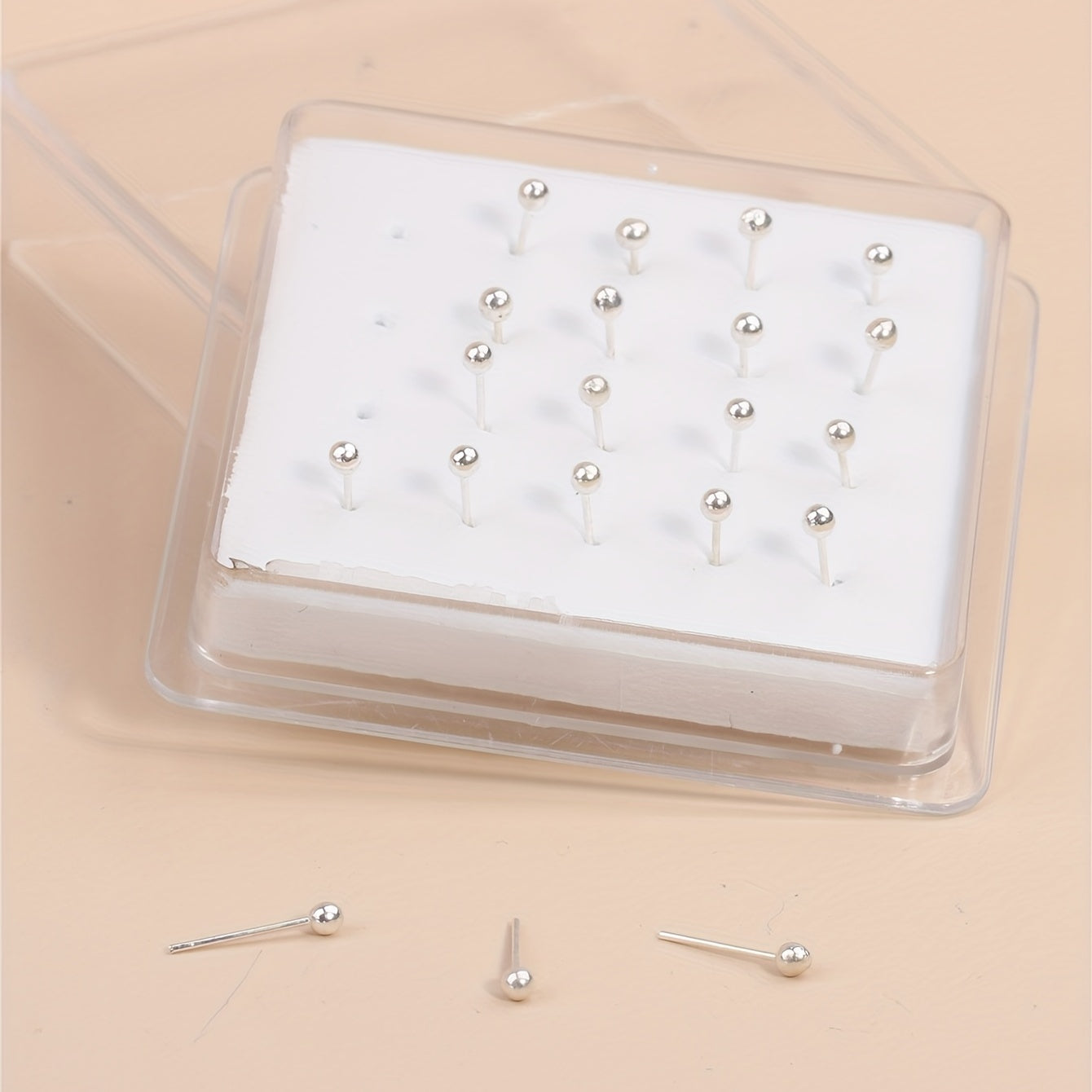 20pcs Simple Style Nose Nail Ring Ear Bone Nail Ring Straight Needle Body Piercing Jewelry