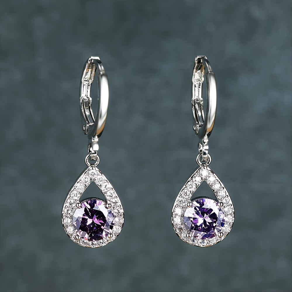 Elevate Your Bridal Look with Round White Sapphire Drop Earrings in White Gold