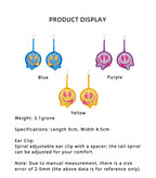 LB Hand Crochet "Funny Smiling Face" Earrings Long Ear Clip LOJL100